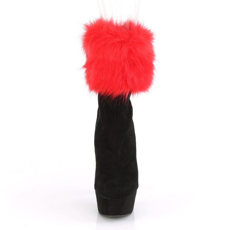 Pleaser DELIGHT-1000 Platform Ankle Boot (Black Faux Suede/Black Faux Suede)