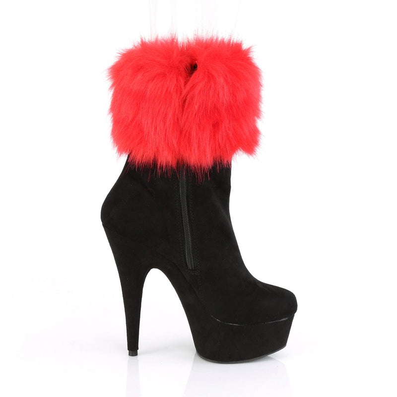Pleaser DELIGHT-1000 Platform Ankle Boot (Black Faux Suede/Black Faux Suede)