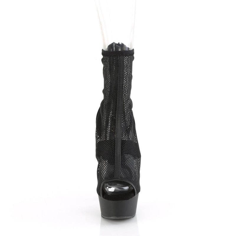 Pleaser DELIGHT-1006 Platform Ankle Boot (Black Faux Leather-Mesh/Black Matte)