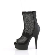Pleaser DELIGHT-1006 Platform Ankle Boot (Black Faux Leather-Mesh/Black Matte)