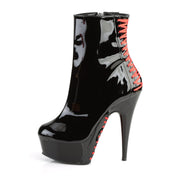 Pleaser DELIGHT-1010 Platform Ankle Boot (Black Patent-Red/Black)