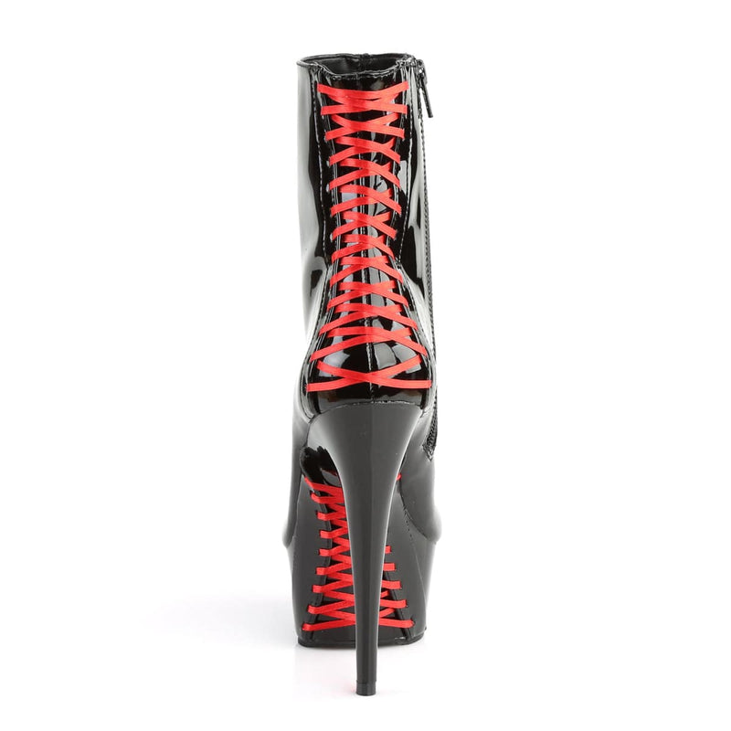 Pleaser DELIGHT-1010 Platform Ankle Boot (Black Patent-Red/Black)