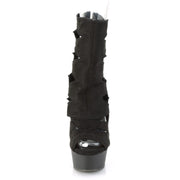 Pleaser DELIGHT-1014 Platform Ankle Boot (Black Faux Suede/Black Matte)