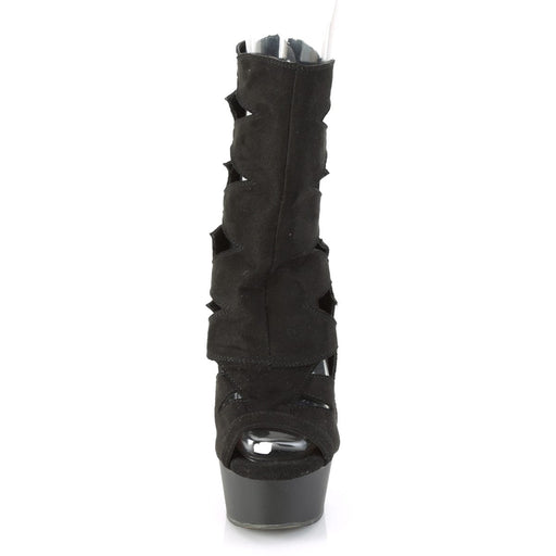 Pleaser DELIGHT-1014 Platform Ankle Boot (Black Faux Suede/Black Matte)
