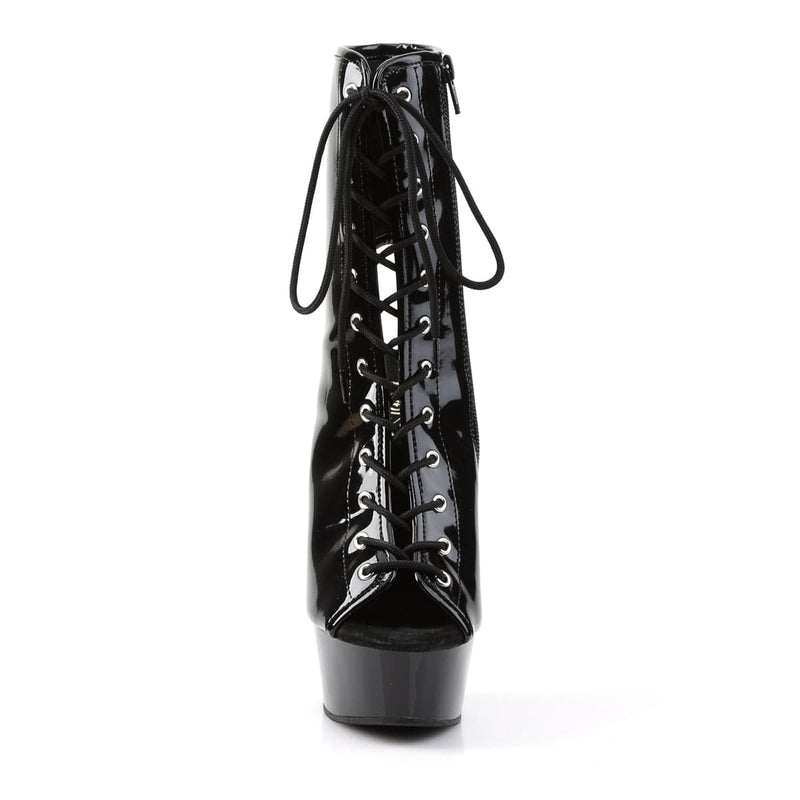 Pleaser DELIGHT-1016 Platform Ankle Boot (Black Patent/Black)