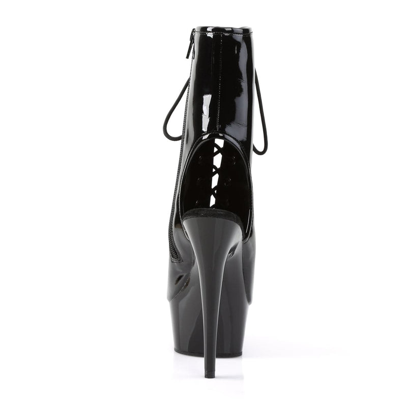 Pleaser DELIGHT-1016 Platform Ankle Boot (Black Patent/Black)