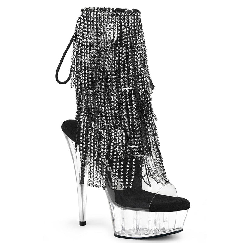 Pleaser DELIGHT-1017RSF Platform Ankle Boot (Clear-Black/Clear)