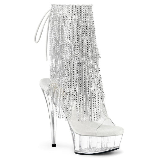 Pleaser DELIGHT-1017RSF Platform Ankle Boot (Clear-Silver/Clear)