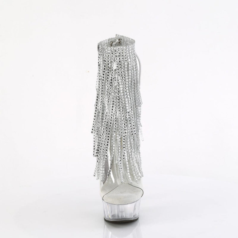 Pleaser DELIGHT-1017RSF Platform Ankle Boot (Clear-Silver/Clear)