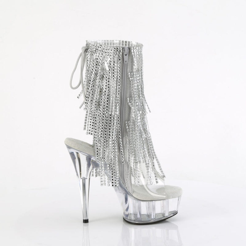 Pleaser DELIGHT-1017RSF Platform Ankle Boot (Clear-Silver/Clear)