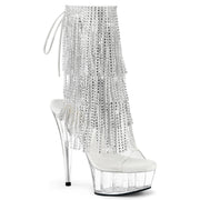 Pleaser DELIGHT-1017RSF Platform Ankle Boot (Clear-Silver/Clear)