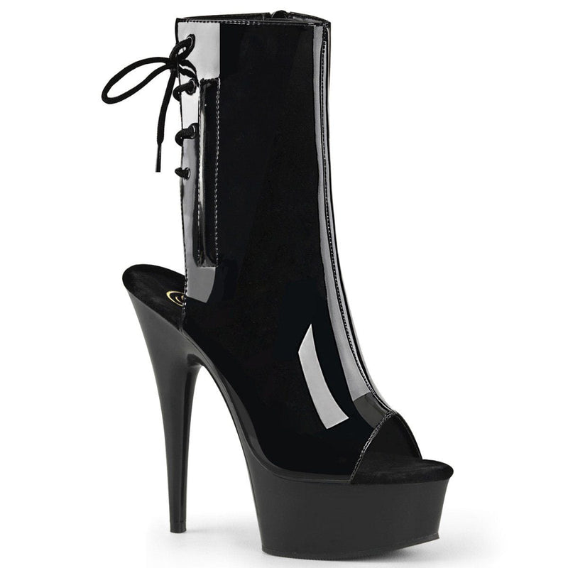 Pleaser DELIGHT-1018 Platform Ankle Boot (Black Patent/Black)
