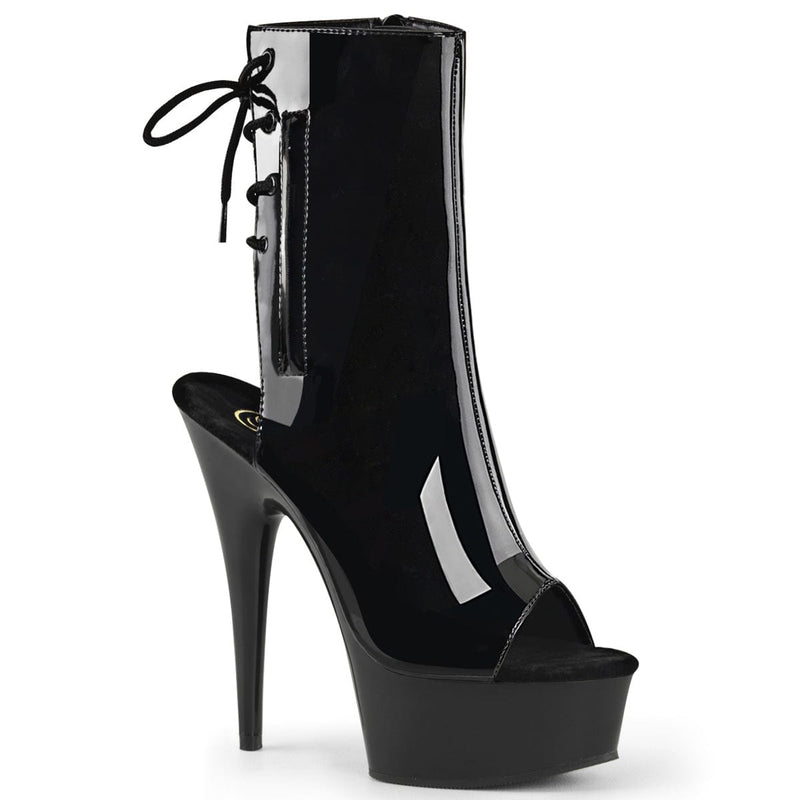 Pleaser DELIGHT-1018 Platform Ankle Boot (Black Patent/Black)