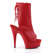 Pleaser DELIGHT-1018 Platform Ankle Boot (Red Faux Leather/Red)