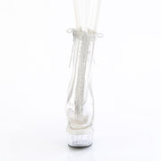 Pleaser DELIGHT-1018C-2RS Platform Ankle Boot (Clear-Rhinestone/Clear)