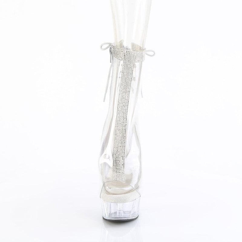 Pleaser DELIGHT-1018C-2RS Platform Ankle Boot (Clear-Rhinestone/Clear)