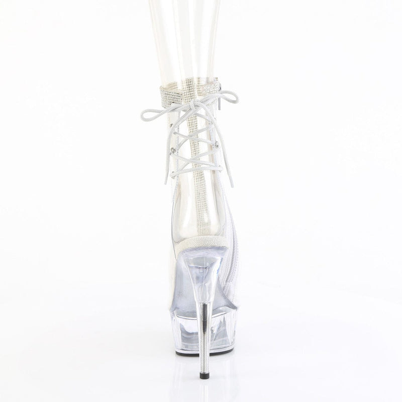 Pleaser DELIGHT-1018C-2RS Platform Ankle Boot (Clear-Rhinestone/Clear)