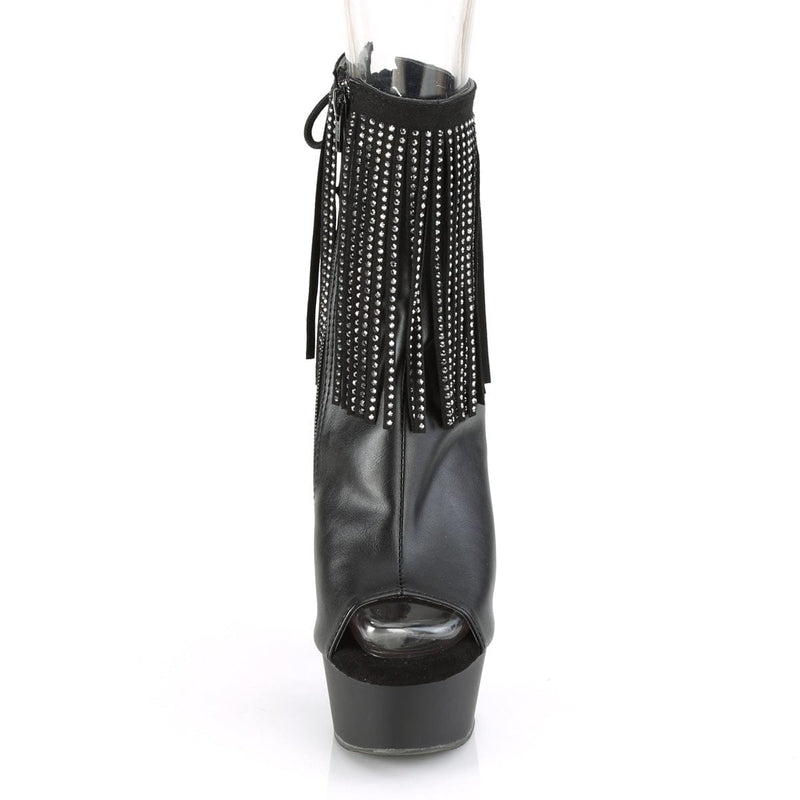 Pleaser DELIGHT-1018RSF Platform Ankle Boot (Black Faux Leather/Black Matte)