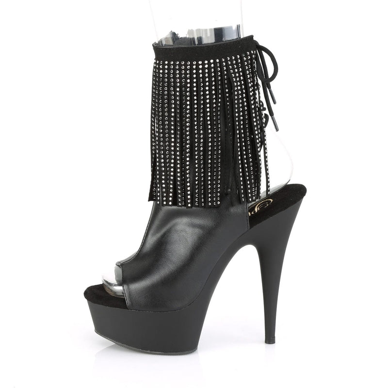 Pleaser DELIGHT-1018RSF Platform Ankle Boot (Black Faux Leather/Black Matte)