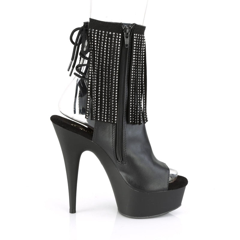 Pleaser DELIGHT-1018RSF Platform Ankle Boot (Black Faux Leather/Black Matte)