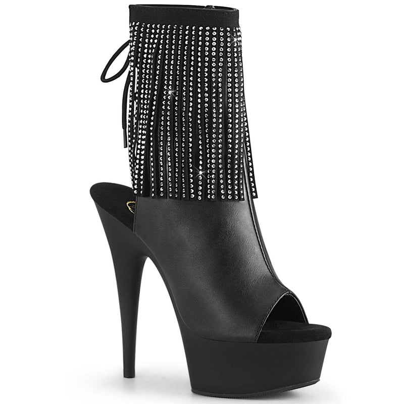 Pleaser DELIGHT-1018RSF Platform Ankle Boot (Black Faux Leather/Black Matte)