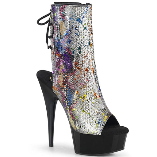 Pleaser DELIGHT-1018SP Platform Ankle Boot (Multi-Color Snake Print/Black)