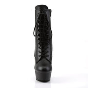 Pleaser DELIGHT-1020 Platform Ankle Boot (Black Faux Leather/Black Matte)