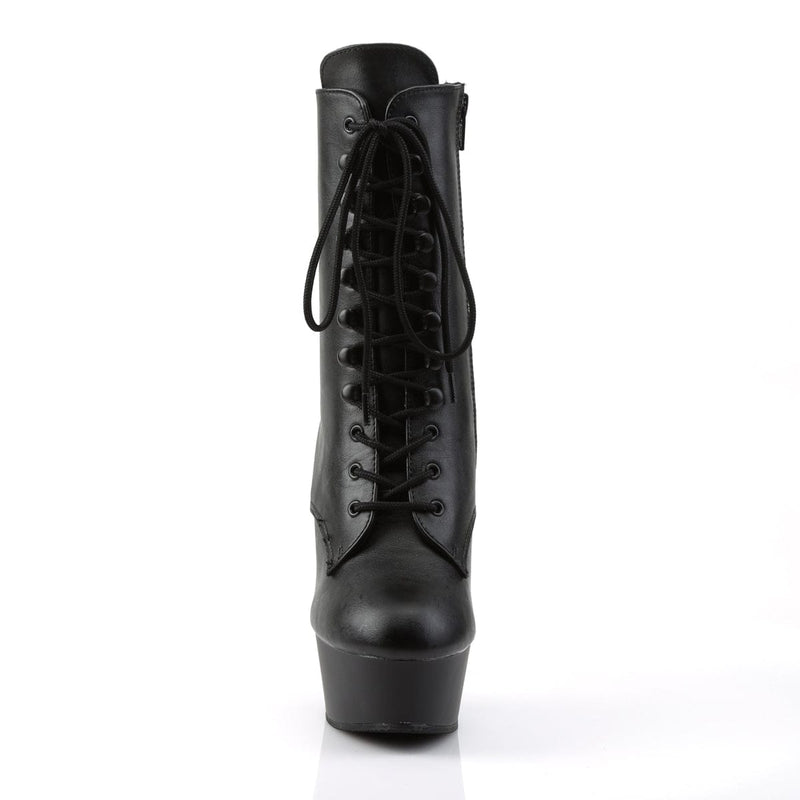 Pleaser DELIGHT-1020 Platform Ankle Boot (Black Faux Leather/Black Matte)