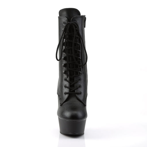 Pleaser DELIGHT-1020 Platform Ankle Boot (Black Faux Leather/Black Matte)
