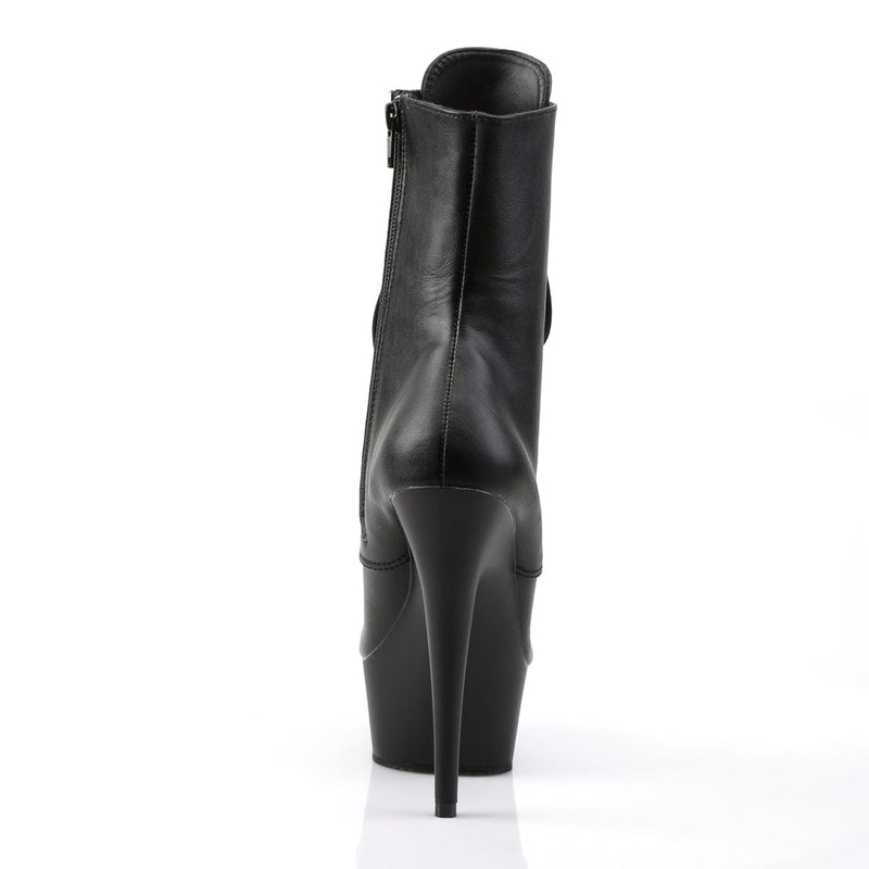 Pleaser DELIGHT-1020 Platform Ankle Boot (Black Faux Leather/Black Matte)