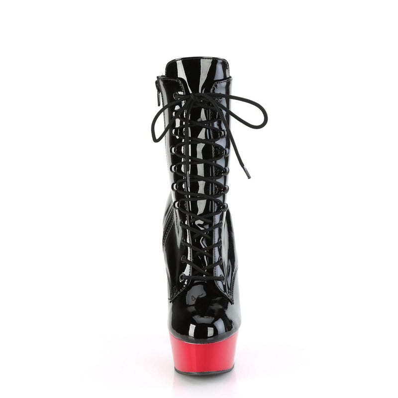 Pleaser DELIGHT-1020 Platform Ankle Boot (Black Patent/Red)
