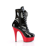 Pleaser DELIGHT-1020 Platform Ankle Boot (Black Patent/Red)