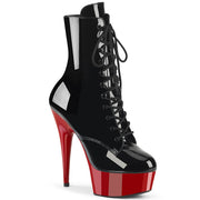 Pleaser DELIGHT-1020 Platform Ankle Boot (Black Patent/Red)