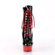 Pleaser DELIGHT-1020 Platform Ankle Boot (Black Patent/Red Chrome)