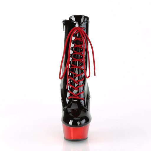 Pleaser DELIGHT-1020 Platform Ankle Boot (Black Patent/Red Chrome)