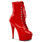 Pleaser DELIGHT-1020 Platform Ankle Boot (Red Patent/Red)