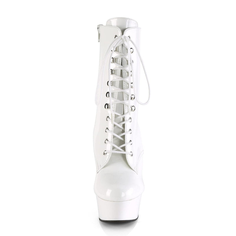 Pleaser DELIGHT-1020 Platform Ankle Boot (White Patent/White)