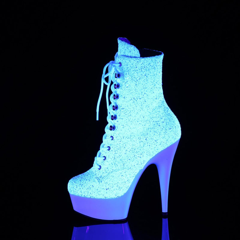 Pleaser DELIGHT-1020LG Platform Ankle Boot (Neon White Multi Glitter/Neon White)