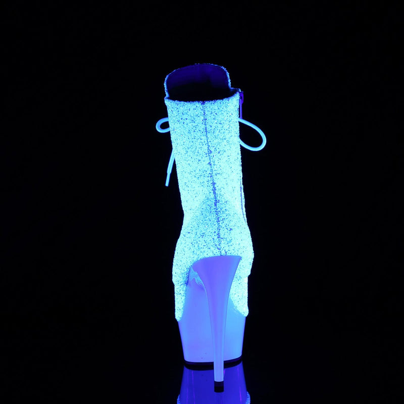 Pleaser DELIGHT-1020LG Platform Ankle Boot (Neon White Multi Glitter/Neon White)