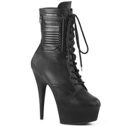 Pleaser DELIGHT-1020PK Platform Ankle Boot (Black Faux Leather/Black Matte)