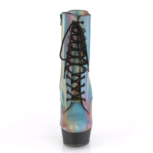 Pleaser DELIGHT-1020REFL Platform Ankle Boot (Rainbow Reflective/Black Matte)