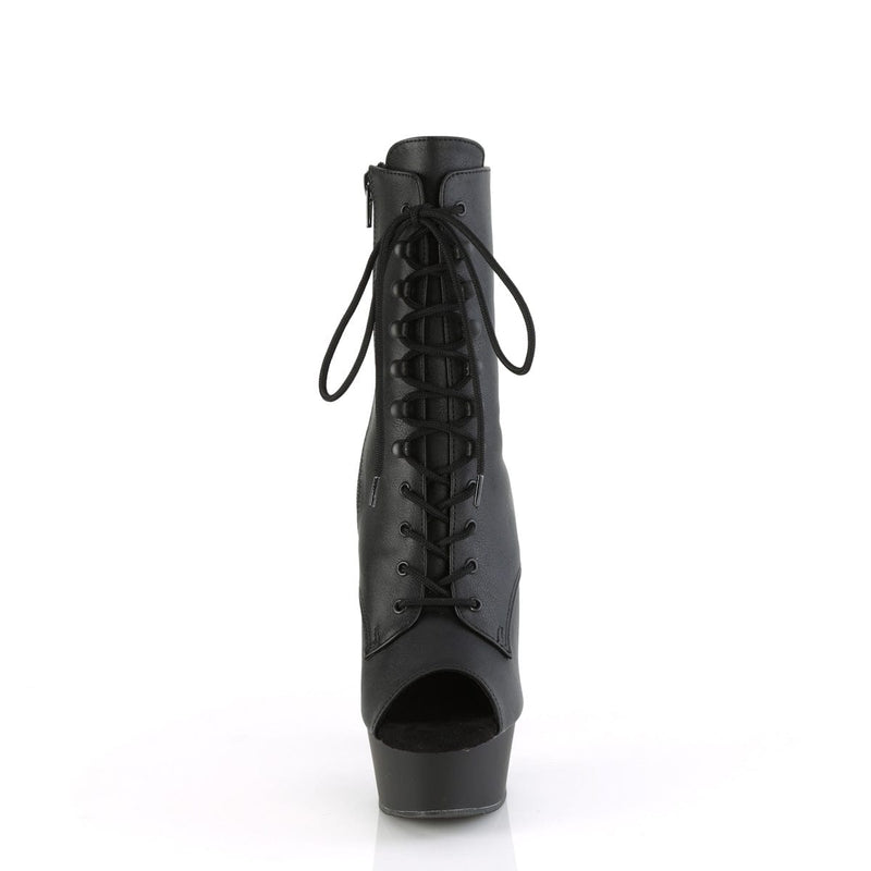 Pleaser DELIGHT-1021 Platform Ankle Boot (Black Faux Leather/Black Matte)