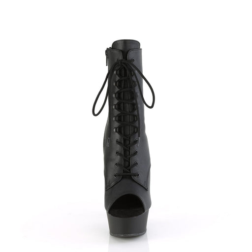 Pleaser DELIGHT-1021 Platform Ankle Boot (Black Faux Leather/Black Matte)