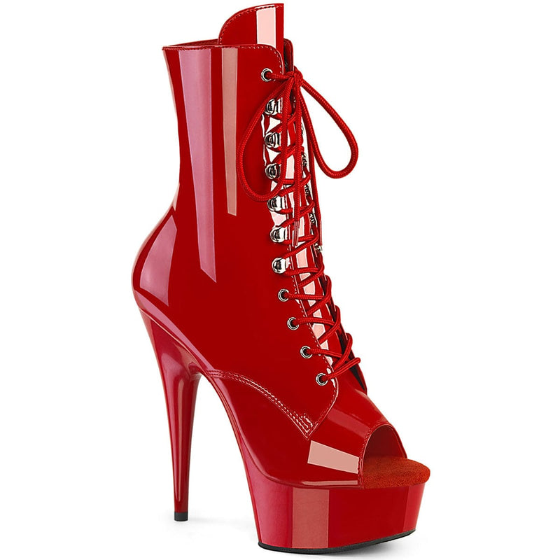 Pleaser DELIGHT-1021 Platform Ankle Boot (Red Patent/Red)