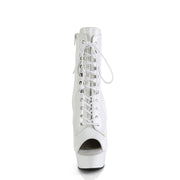 Pleaser DELIGHT-1021 Platform Ankle Boot (White Patent/White)