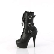 Pleaser DELIGHT-1043 Platform Ankle Boot (Black Faux Leather/Black Matte)