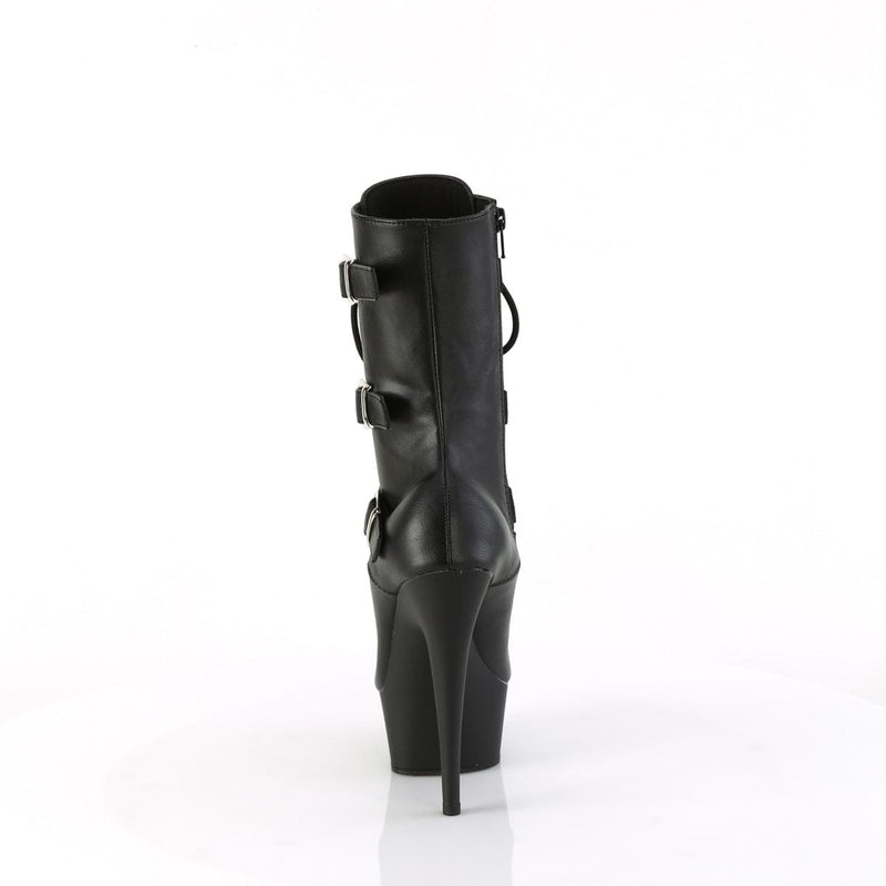 Pleaser DELIGHT-1043 Platform Ankle Boot (Black Faux Leather/Black Matte)