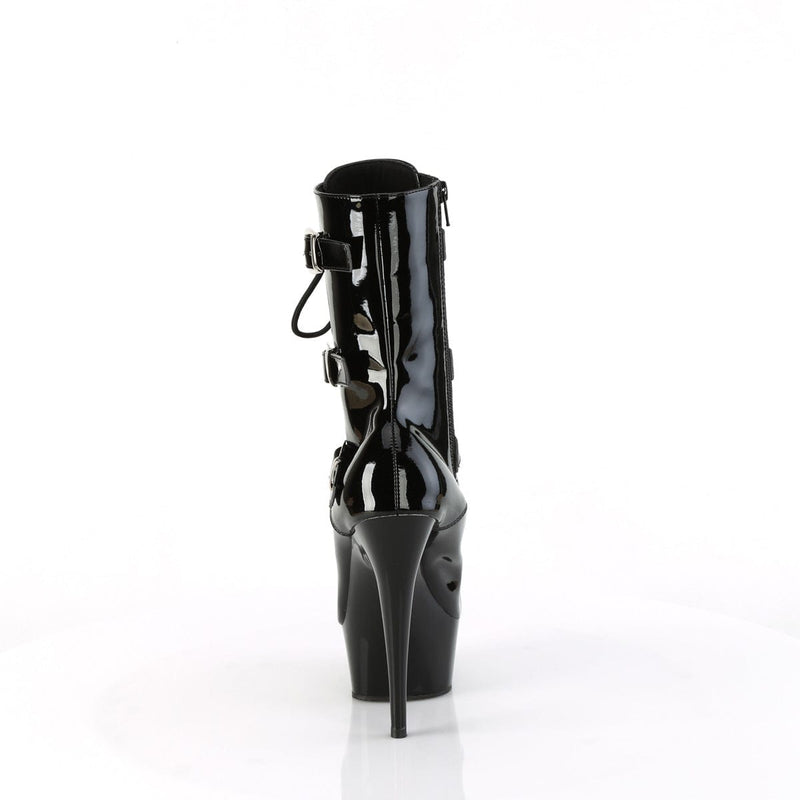 Pleaser DELIGHT-1043 Platform Ankle Boot (Black Patent/Black)