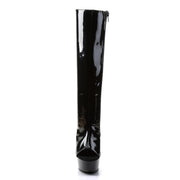 Pleaser DELIGHT-2018 Platform Knee High Boot (Black Patent/Black)