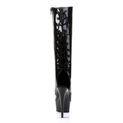 Pleaser DELIGHT-2018 Platform Knee High Boot (Black Patent/Black)